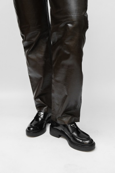 Genuine Leather Pants Chocolate 34