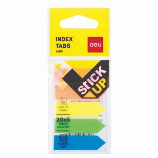 Deli Stick Up Index tabs 20x5sheets, 43x12mm