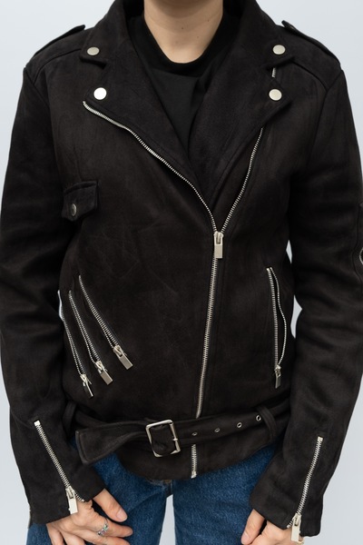 Sixth Sense Paris Imitation Suede Biker Jacket