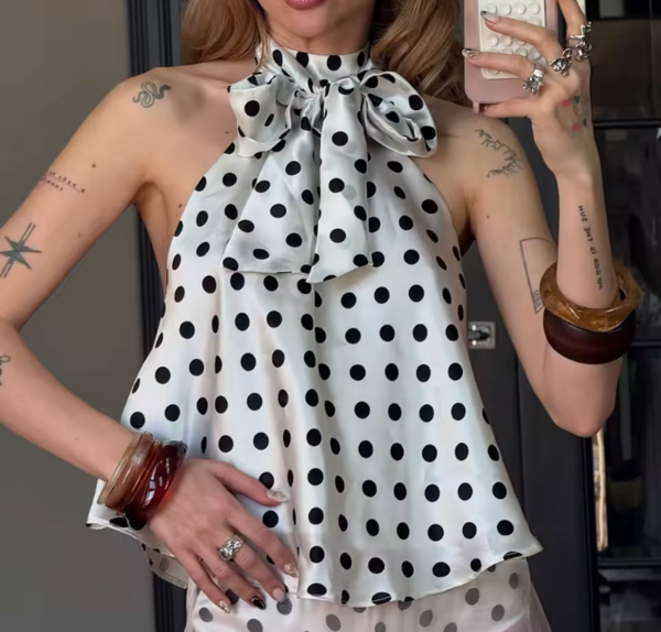 Polka-Dot Bow Tie Halter Top
