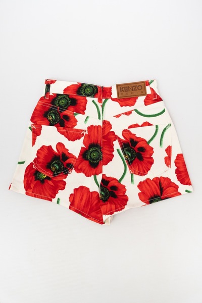 KENZO Paris Poppy Flower Printed Short