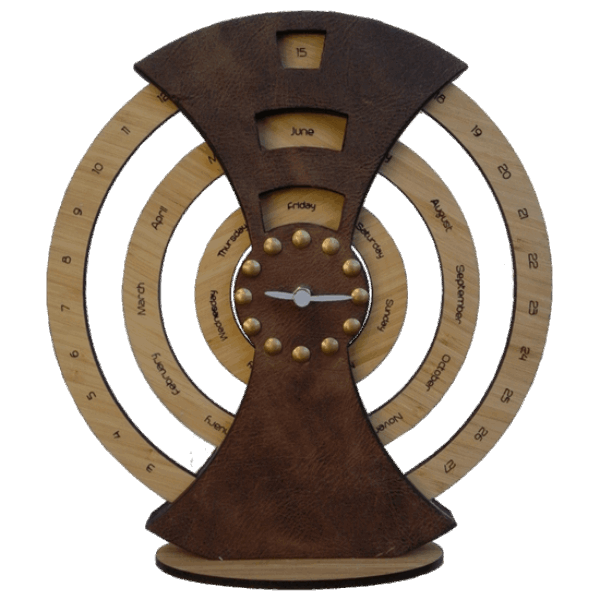 Leather Orbital Perpetual Desk Clock