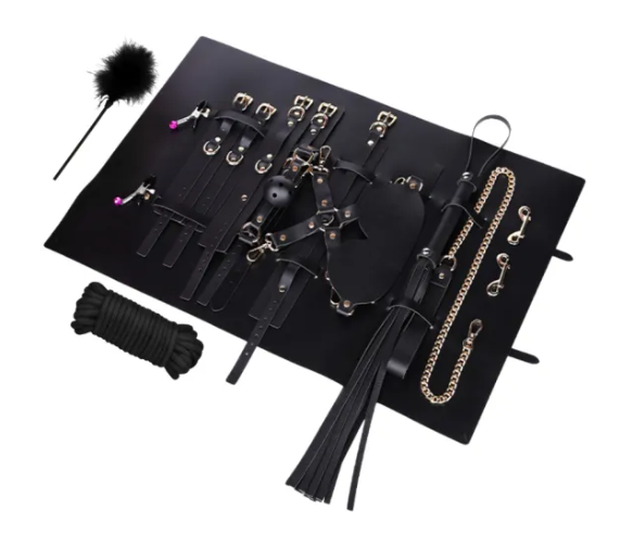 10-Piece Complete BDSM Bondage Set with Organizer Pouch