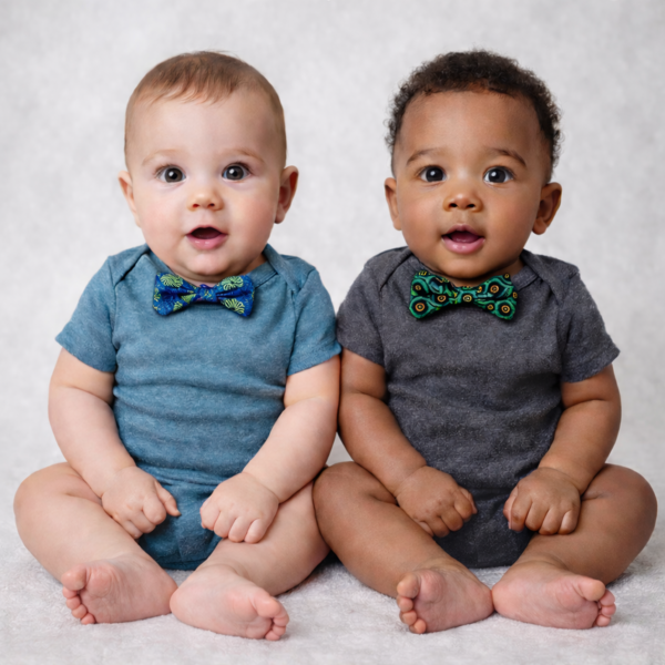 ShweShwe baby bow ties (2 Pcs) Blue & olive green