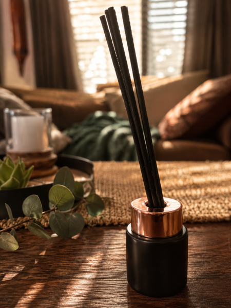 Diffuser with Fragrance and Diffuser Reeds Earthy Amber