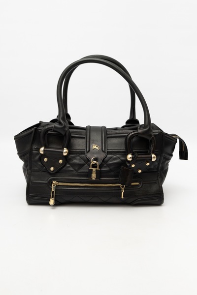 BURBERRY Vintage Black Quilted Leather Manor Bag Large