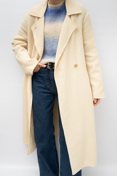 INES DE LA FRESSANGE x UNIQLO Wool Blend Cream Coat