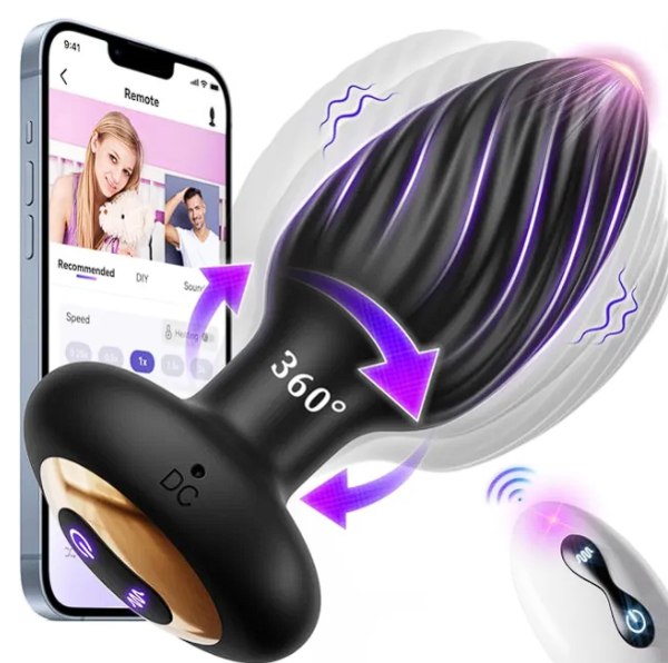 7-Speed App-Controlled and Remote Control Black Silicone Vibrating Anal Plug