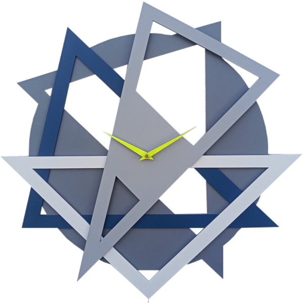 Blue Geometric Triangle Clock