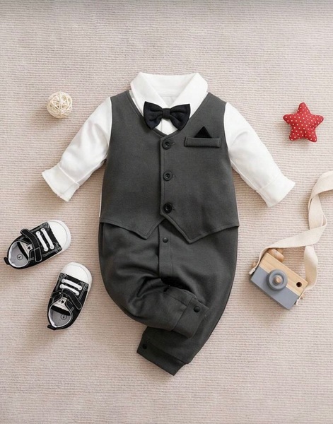 Lielie BAAI Newborn “Classic Waistcoat” All-Cotton Romper