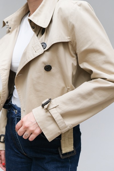 Cropped Cotton Trench Beige