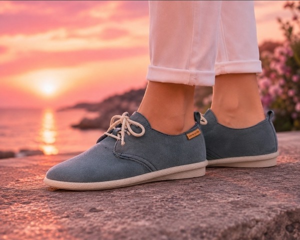 Pierre Cardin - Suede Vellies - Light Navy Blue (Size 4,5,6)