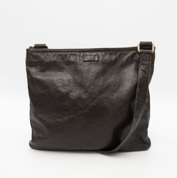 GUCCI Pre-Owned Brown Guccissima Leather Zip Top Messenger Bag