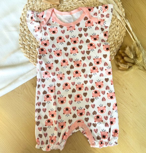 Pink Bear & Heart Onesie