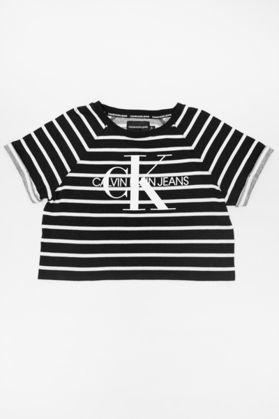 Calvin Klein Striped Boxy Logo Tshirt