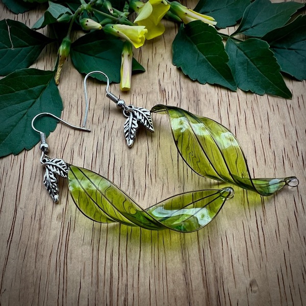 Handmade Curling Leaf Earrings