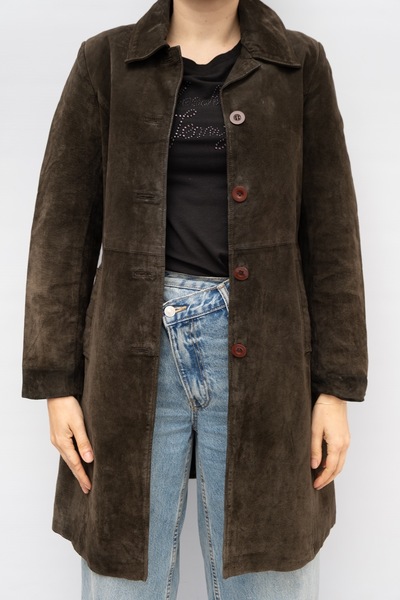 Genuine Suede Trench Midi