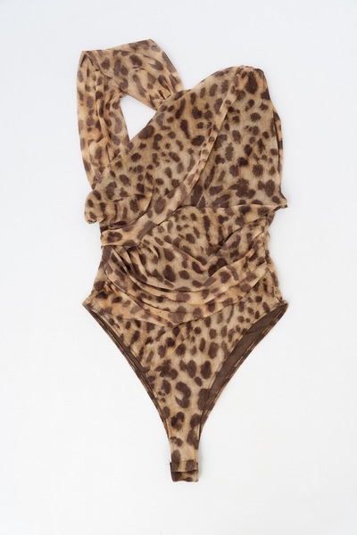 Leopard Print Tulle Bodysuit