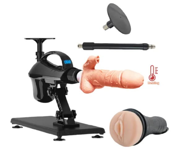Multi-Function Black Sex Machine with Vibrating, Thrusting, Swinging & Heating Features