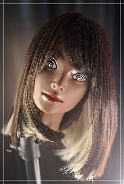 12 Inch Bob with bangs blonde undertones Silk Synthetic