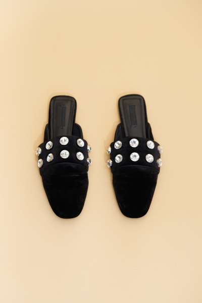 Alexander Wang Velvet Diamante Mules