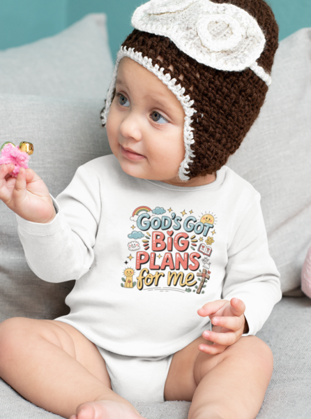 Babygrow White - Long Sleeve -Big Plans