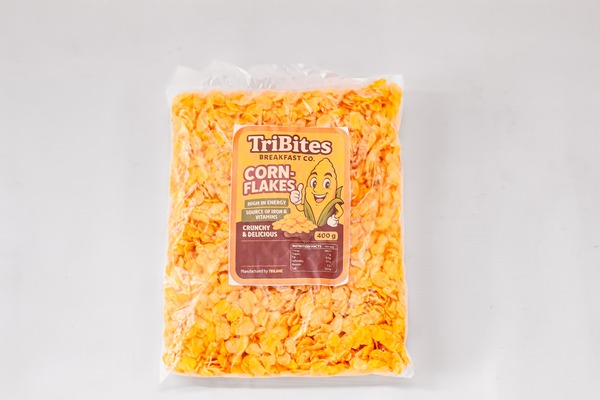 TriBites Corn Flakes – High Fiber Whole Grain | Crunchy, Golden Breakfast Cereal  (400g)