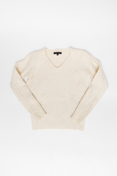 Tommy Hilfiger Cashmere Cream Vneck Sweater