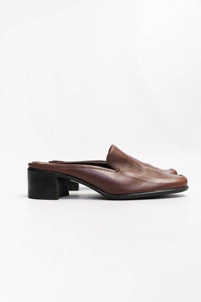 Genuine Leather Mules Tan
