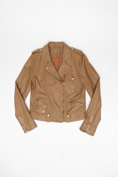 Genuine Leather Biker Caramel