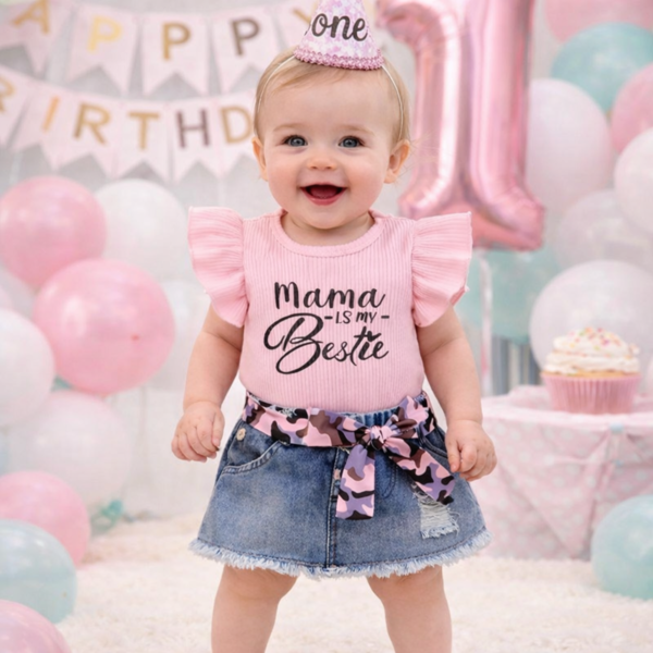 “Mama is My Bestie” Baby Girl Outfit