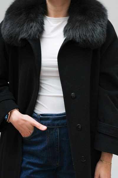 Wool Coat With Fur Collar