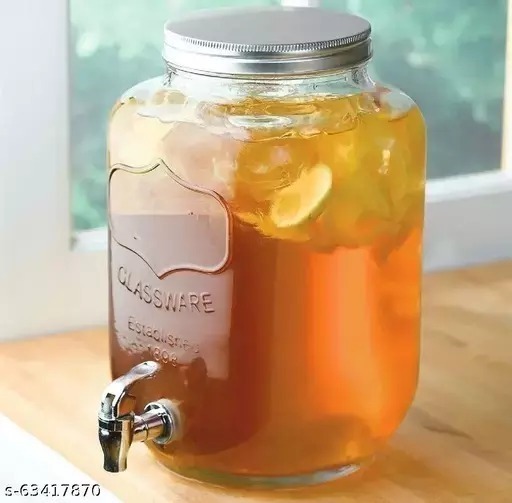 Glass Beverage Dispenser With Spout Tap , 5 litres, Transparent