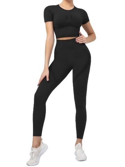Seamless Leggings and Crop Top Women Workout Set 2 Piece