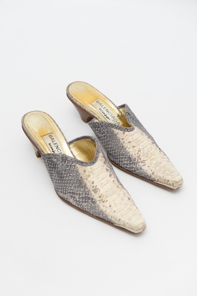 BALENCIAGA Vintage Snakeskin Leather Mules