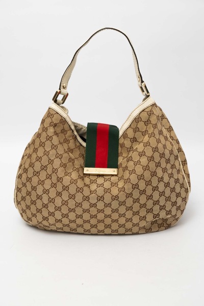 GUCCI Sherry Line Monogram Shoulder Hobo Bag
