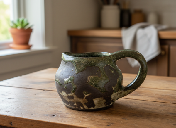 Green on Black Pitcher