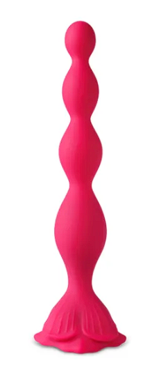 Red Vibrating Anal Beads with Flower-Shaped Base - 9-Speed, 20 CM Length