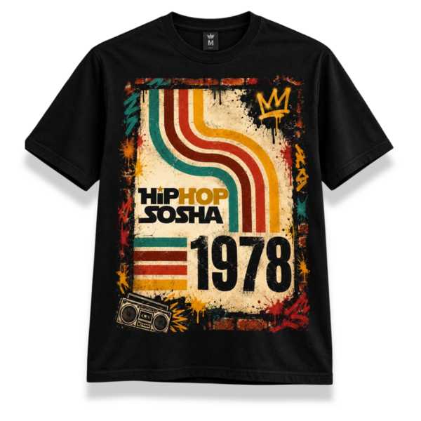 Hip Hop Sosha "1978" Retro Boombox Graphic T-Shirt – Black