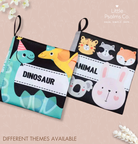 Durable Interactive Baby Cloth Book – Animal or Dinosaur Theme