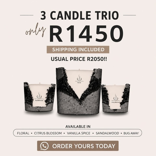 Cement Scented Candle Trio Special R1450 - Save R600