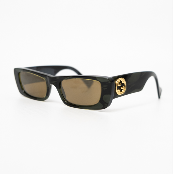 Gucci GG0516S Square Logo Sunglasses Green Gold
