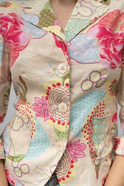 Marco Pecci Vintage Pure Linen Floral Blazer
