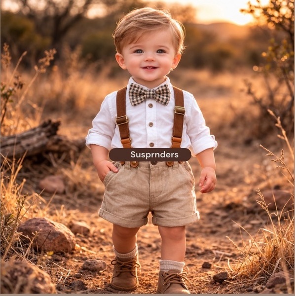 Brown Suspenders & Bow Tie Set