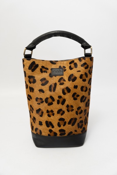 SALT Leather Pony Hair Bucket Bag Leopard