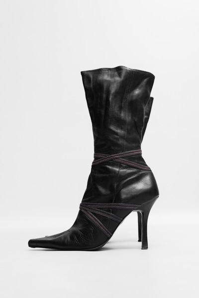 Genuine Leather Boots With Contrast Stitching