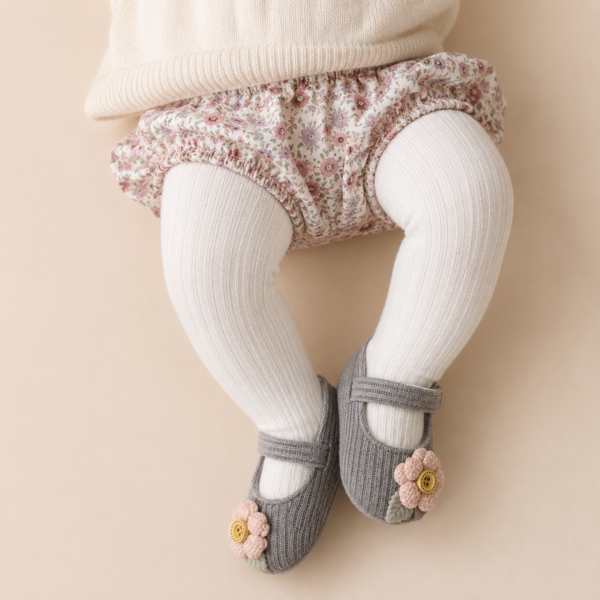 White Ribbed Baby Tights