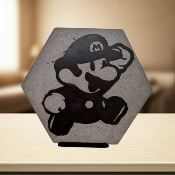 Super Mario 3D Printed Concrete Tiles - Cement Gaming Desk Art