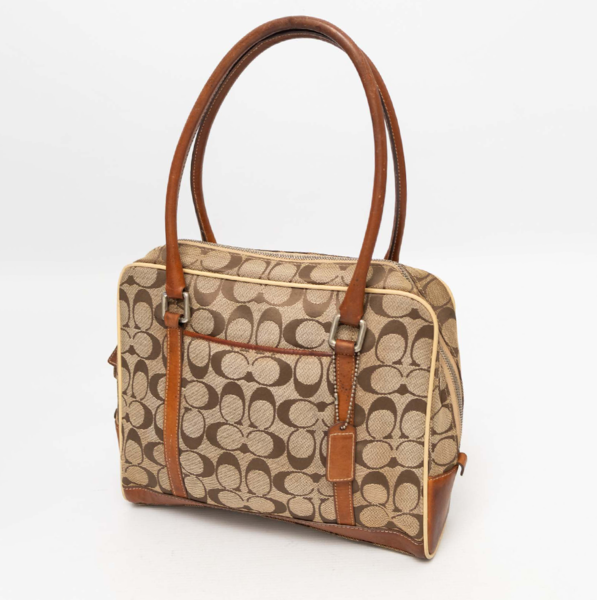 COACH Vintage Signature Beige Jacquard Shoulder Bag
