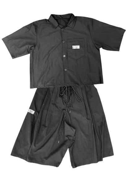 Sateen Black Set (Hakama Pants + Shirt)